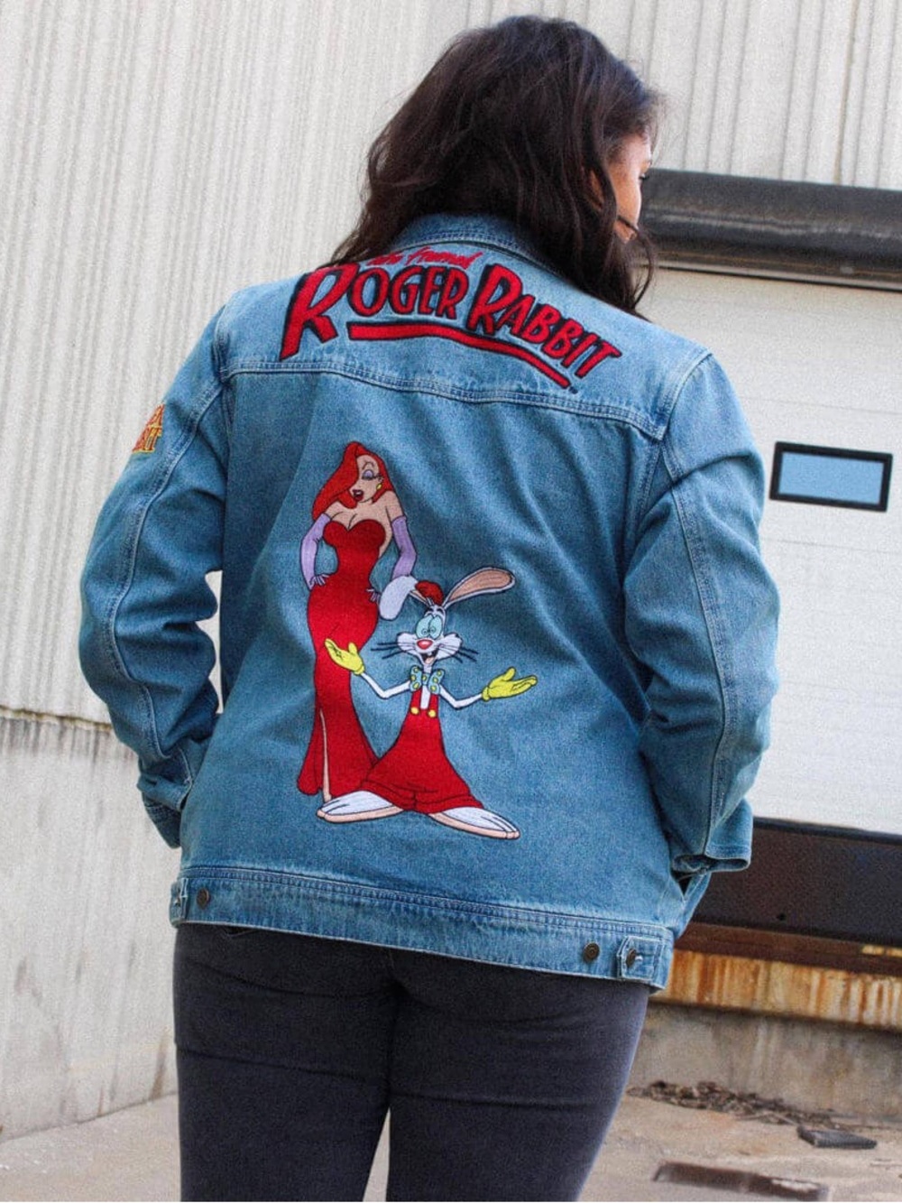 Unisex Cakeworthy Who Framed Roger Rabbit Embroidered Denim Jacket Toon Town